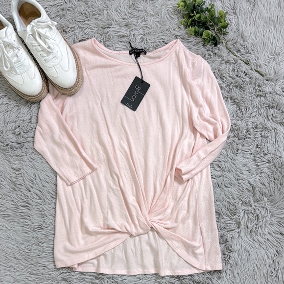 Gibson Tops - NWT Gibson Pink Smoke Cozy Twist Front Pullover 3/4 sleeve Sweater Size S